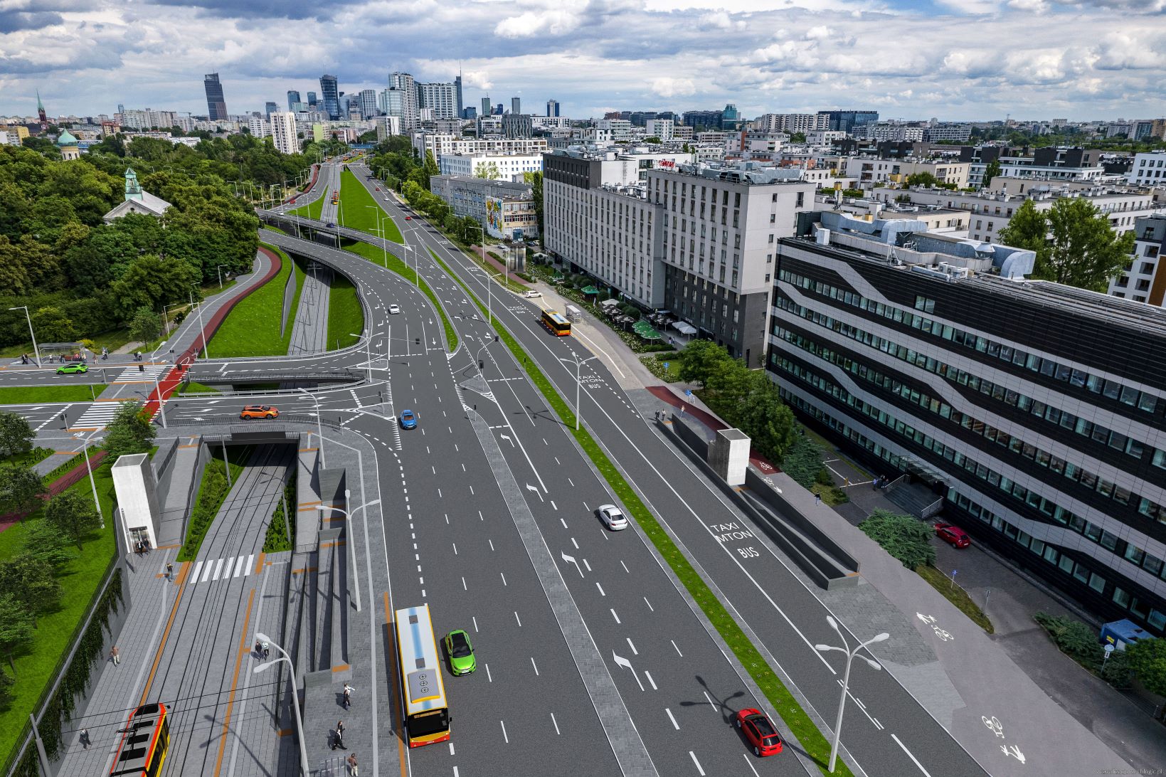 Wizualizacja projektu przebudowy trasy tramwajowej w Warszawie